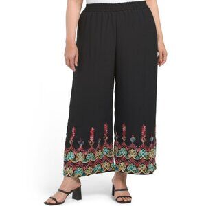 FORGOTTEN GRACE Black Multi Plus Pull On Embroidered Pants